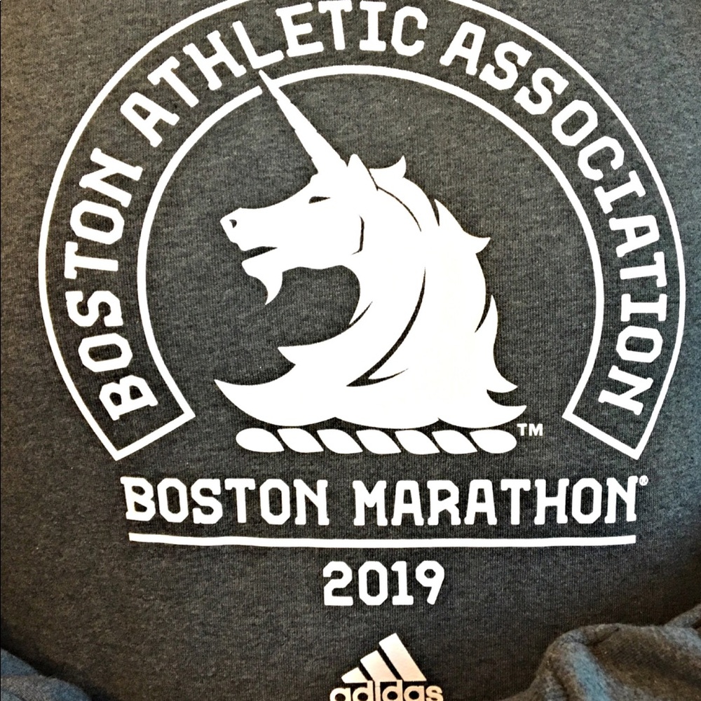Adidas Boston Marathon Logo Hoodie Grey Small - Picture 8 of 8